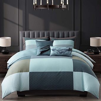 Bebejan Nature Blues 100 % Cotton Sateen 5 pc Reversible Comforter Set