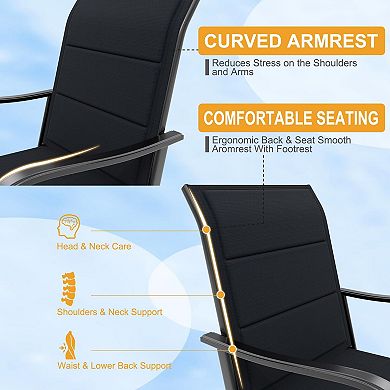 Outdoor Swivel Bar Stools, Patio Bar Height Stools Set, All-Weather Textilene Fabric