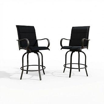 Outdoor Swivel Bar Stools, Patio Bar Height Stools Set, All-Weather Textilene Fabric