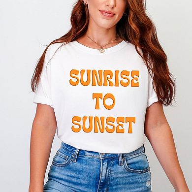 Sunrise To Sunset Puff Print - Women's Garment Dyed Graphic T-Shirt