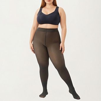 Women's Fleece-Lined Bare-Legs Pantyhose with Skin-Transparent Effect and Fleece-Free Feet