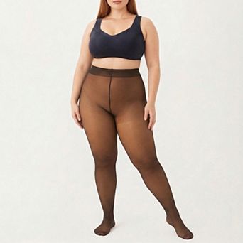 Women's Fleece-Lined Bare-Legs Pantyhose with Skin-Transparent Effect and Fleece-Free Feet