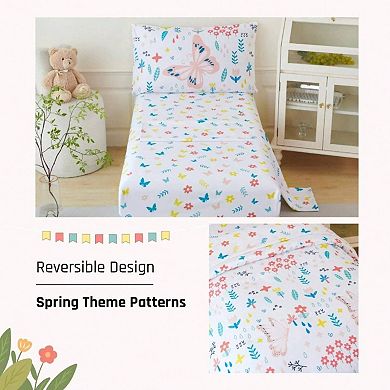 Kids Bedding Set 4pc Reversible Comforter Sheets Pillowcase