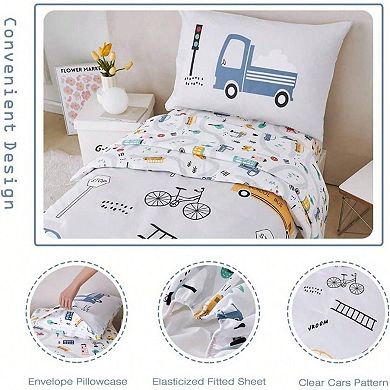 Kids Bedding Set 4pc Reversible Comforter Sheets Pillowcase