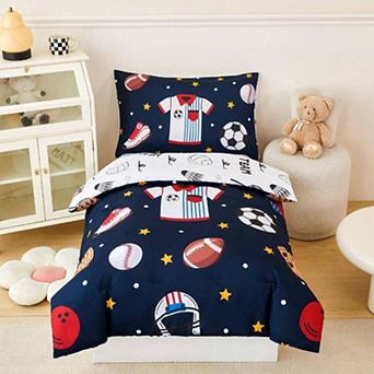 Kids Bedding Set 4 pc Reversible Comforter Sheets Pillowcase