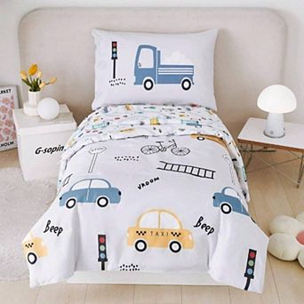 Kids Bedding Set 4 pc Reversible Comforter Sheets Pillowcase