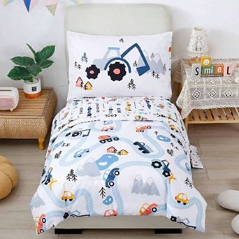 Kids Bedding Set 4 pc Reversible Comforter Sheets Pillowcase
