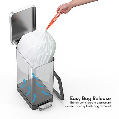 Qualiazero 50L/13.2 Gallon Slim Stainless Steel Step On Trash Can with Ring Liner