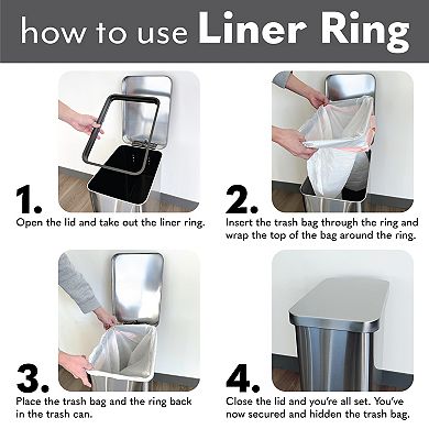 Qualiazero 50L/13.2 Gallon Slim Stainless Steel Step On Trash Can with Ring Liner