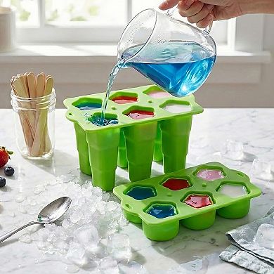 Silicone Popsicle Mold with Lid Reusable Ice Pop Maker Tray with 6 Cavities