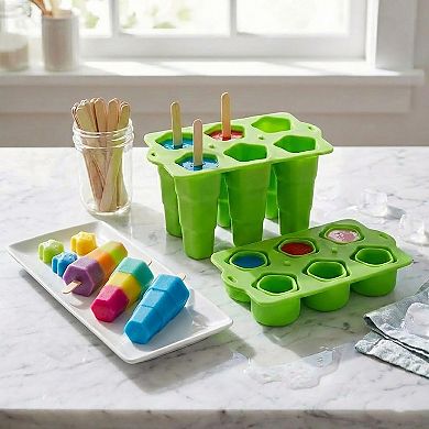 Silicone Popsicle Mold with Lid Reusable Ice Pop Maker Tray with 6 Cavities