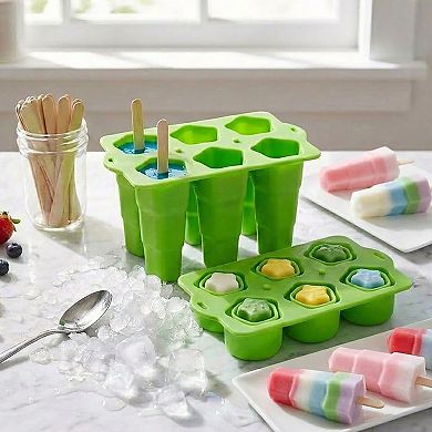 Silicone Popsicle Mold with Lid Reusable Ice Pop Maker Tray with 6 Cavities