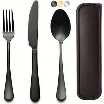 Travel Utensil Set with Case - Knife, Fork, Spoon, Steak Knife, Chopsticks and more