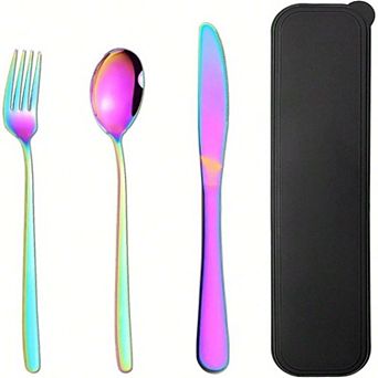 Travel Utensil Set with Case - Knife, Fork, Spoon, Steak Knife, Chopsticks and more