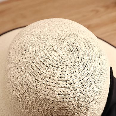 Women Wide Brim Straw Sun Hat with Bow Detail Summer Protection