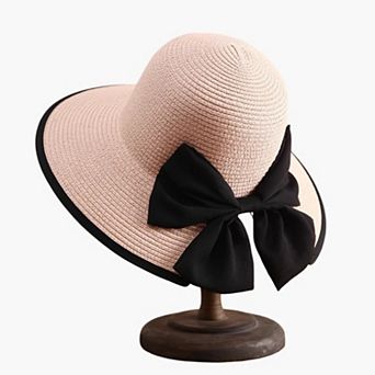 Women Wide Brim Straw Sun Hat with Bow Detail Summer Protection