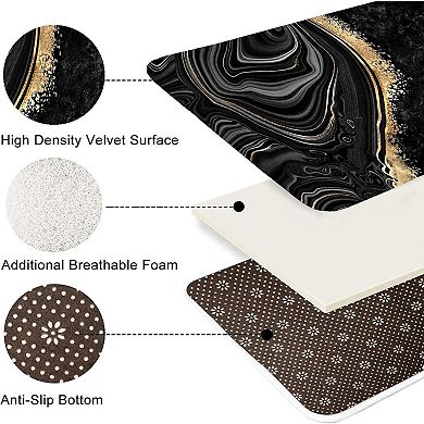 4-Pc Black Marble Bathroom Set with Gold Accents, Modern Abstract Decor