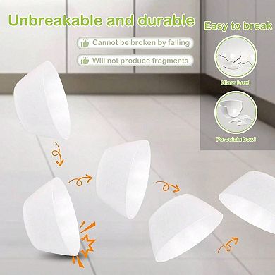 Set of 12 Unbreakable Wheat Straw Bowls - Durable, Lightweight, Dishwasher & Freezer Safe