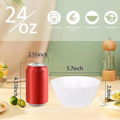 Set of 12 Unbreakable Wheat Straw Bowls - Durable, Lightweight, Dishwasher & Freezer Safe