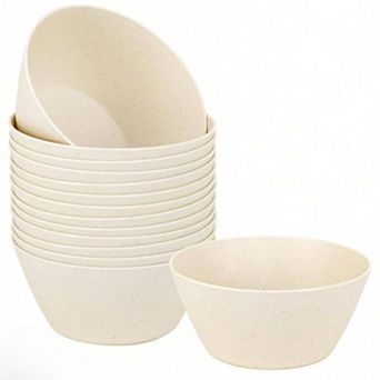 Set of 12 Unbreakable Wheat Straw Bowls - Durable, Lightweight, Dishwasher & Freezer Safe