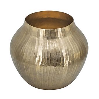 TOEMOA Metallic Gold Aluminum Decorative Accent Vase for Elegant Tabletop Display