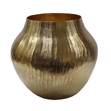 TOEMOA Metallic Gold Aluminum Decorative Accent Vase for Elegant Tabletop Display