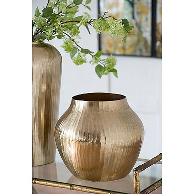 TOEMOA Metallic Gold Aluminum Decorative Accent Vase for Elegant Tabletop Display