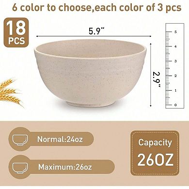 Unbreakable 24 Oz Cereal Bowls - Microwave & Dishwasher Safe - Wheat Straw Fiber