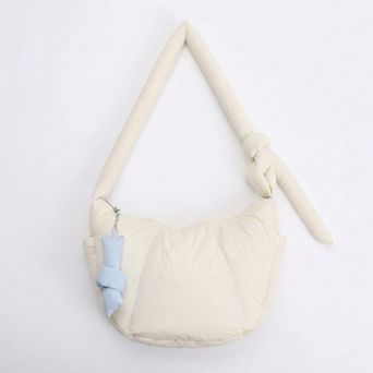 Women's Padded Shoulder Bag with Adjustable Knotted Strap Soft Quilted Texture and Zipper Closure