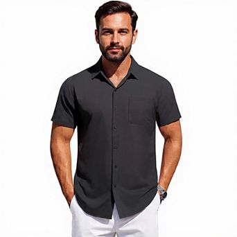 Men's Short Sleeve Dress Shirt with Pocket