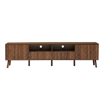 78" Storage Cabinet TV Stand with Solid Wood Legs