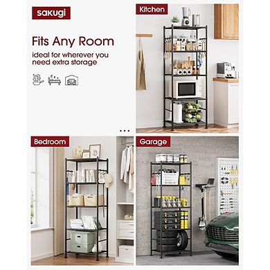 5 Tier Heavy Duty Storage Shelving Unit with Hooks for Garage Home Organization