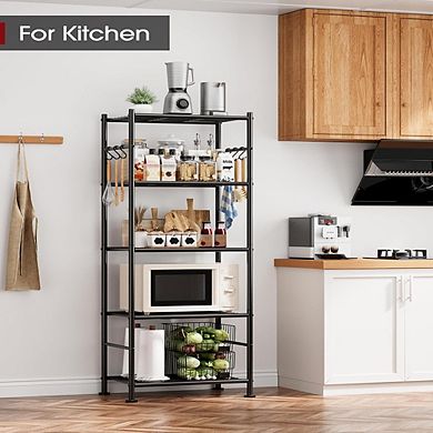 5 Tier Heavy Duty Storage Shelving Unit with Hooks for Garage Home Organization