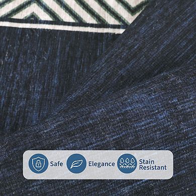 Modern Geometric Area Rug Machine Washable Low Pile Pet Friendly Ultra Thin Carpet for Kid's Room