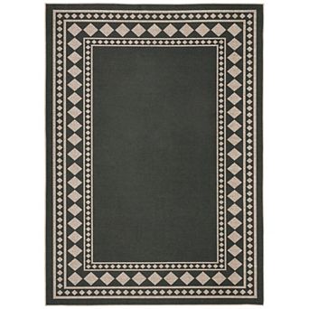Modern Border Area Rug Non Slip Foldable Low Pile Ultra Thin Pet Friendly Floor Cover for Bedroom