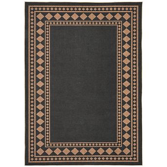 Modern Border Area Rug Non Slip Foldable Low Pile Ultra Thin Pet Friendly Floor Cover for Bedroom