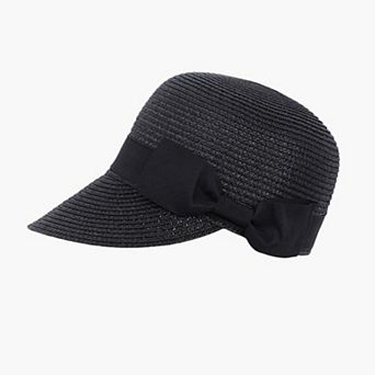 Womens Woven Straw Visor Hat with Bow Detail Breathable Lightweight