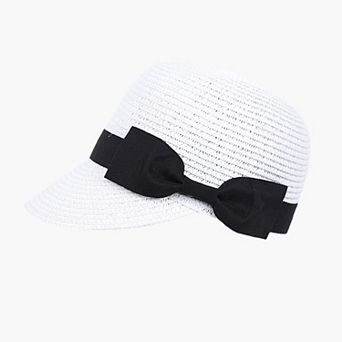 Womens Woven Straw Visor Hat with Bow Detail Breathable Lightweight