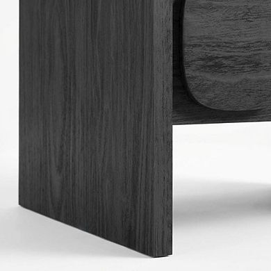 Wooden Nightstand with 2 Drawers and Modern Design
