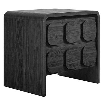 Wooden Nightstand with 2 Drawers and Modern Design