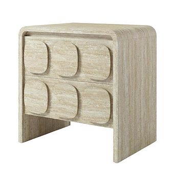 Wooden Nightstand with 2 Drawers and Modern Design