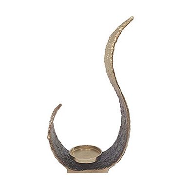 TOEMOA Sculptural Abstract Design Metal Pillar Candle Holder for Home Decor