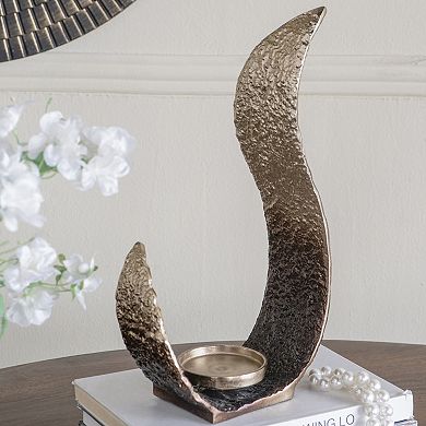 TOEMOA Sculptural Abstract Design Metal Pillar Candle Holder for Home Decor