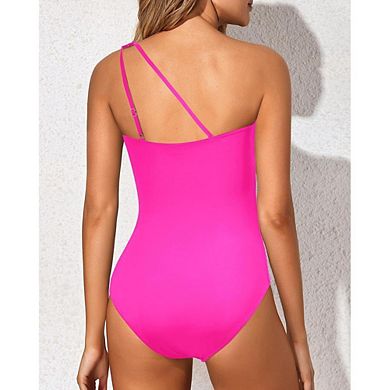Women's Retro One Piece Swimsuit One Shoulder Bathing Suit with 90s Inspired