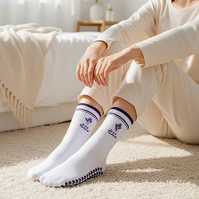 Non Slip Grip Yoga Socks Crew Socks Pilates Barre Dance Workout Breathable Athletic Socks 3 Pack