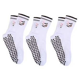 Non Slip Grip Yoga Socks Crew Socks Pilates Barre Dance Workout Breathable Athletic Socks 3 Pack