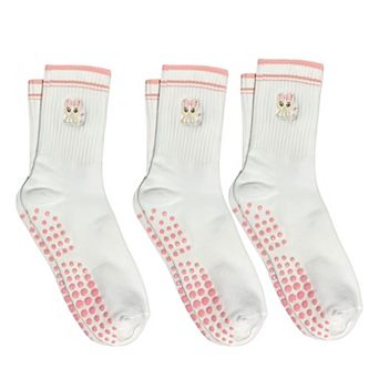 Non Slip Grip Yoga Socks Crew Socks Pilates Barre Dance Workout Breathable Athletic Socks 3 Pack
