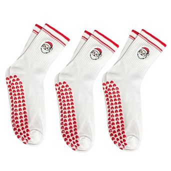 Non Slip Grip Yoga Socks Crew Socks Pilates Barre Dance Workout Breathable Athletic Socks 3 Pack