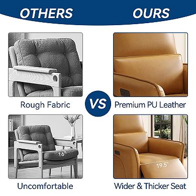 Recliner Single Sofa Chair 360° Swivel Rocker Glider, Massage Function, Adjustable Lumbar Support