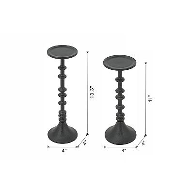 TOEMOA Set of 2 Spindle Design Iron Candle Holders for Classic Home Decor